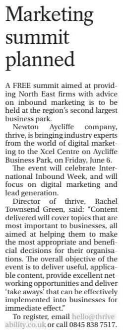 Inbound Marketing Summit planned on June, 6 to celebrate #InboundMarketingWeek in the North East Inbound Marketing Summit planned on June, 6 to celebrate #InboundMarketingWeek in the North East