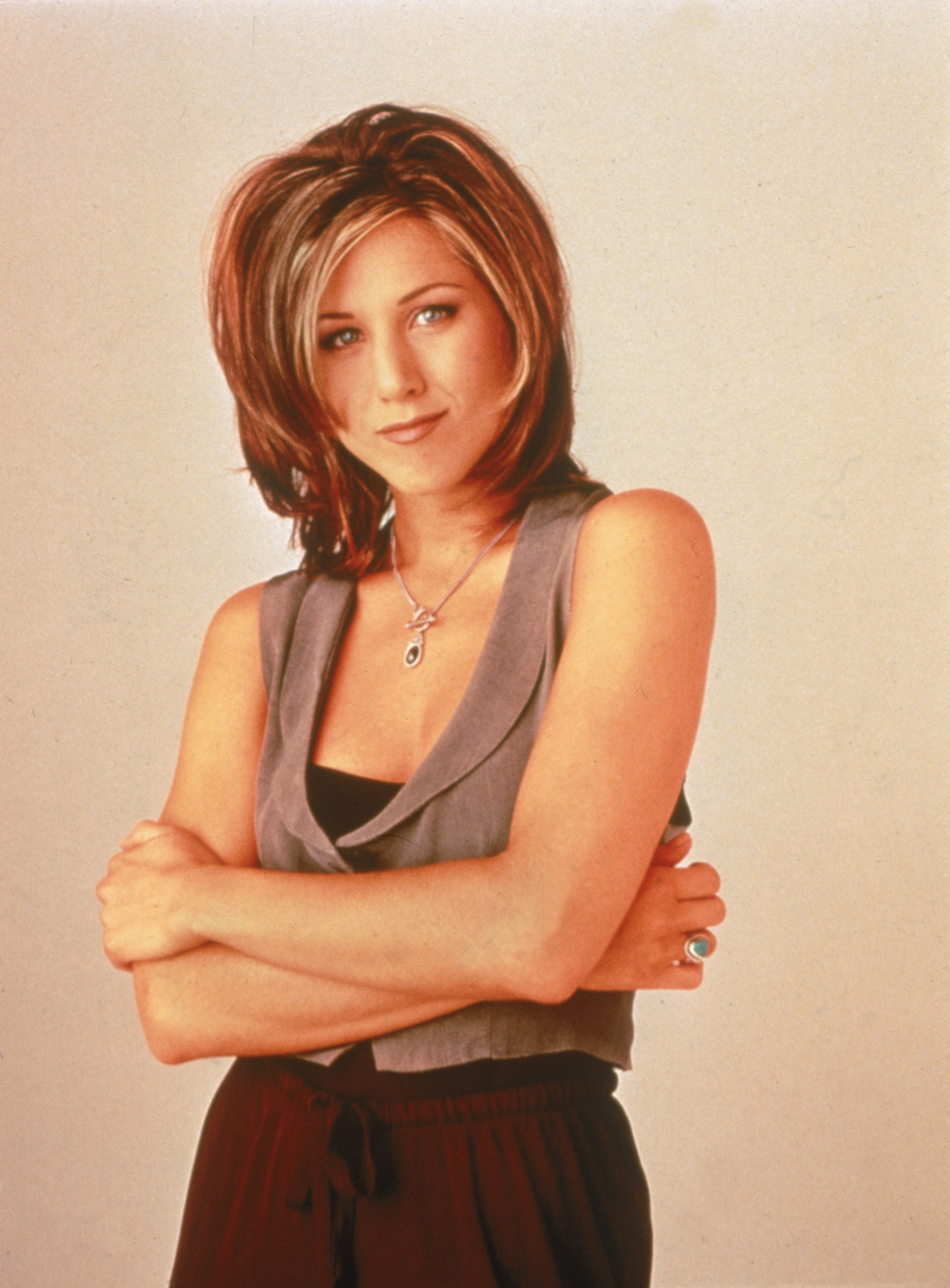 (Photo: NBC Television/Getty Images) Promotional portrait of American actor Jennifer Aniston for the television series, 'Friends,' c. 1995