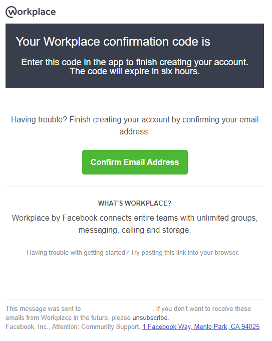 You will be sent a confirmation email with a code to activate your business account