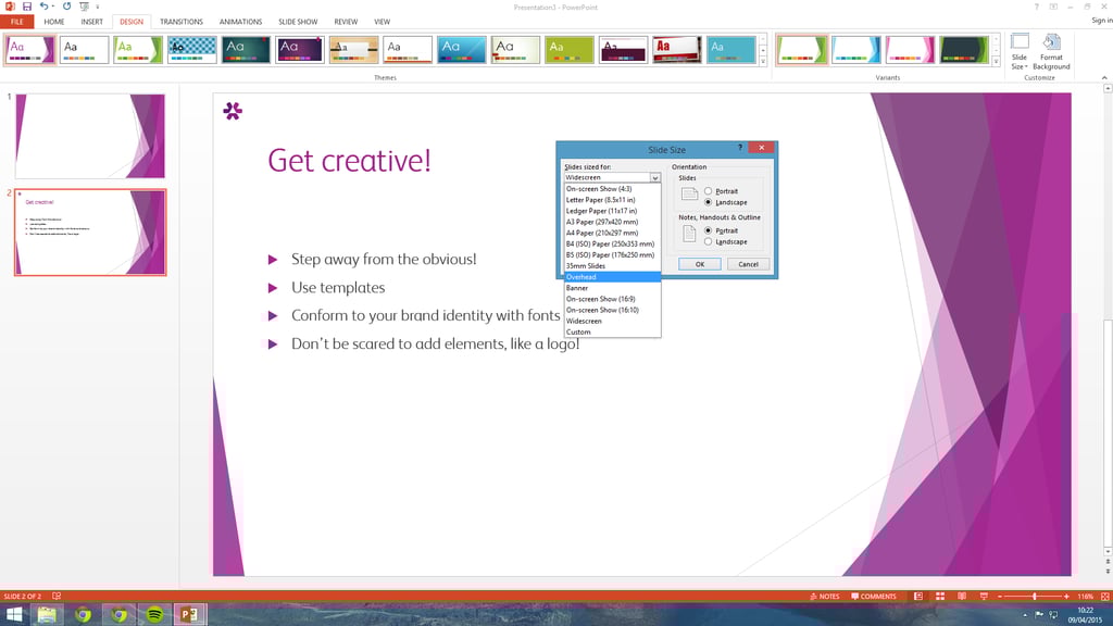 Option 1: What kind of presentation are you showing?