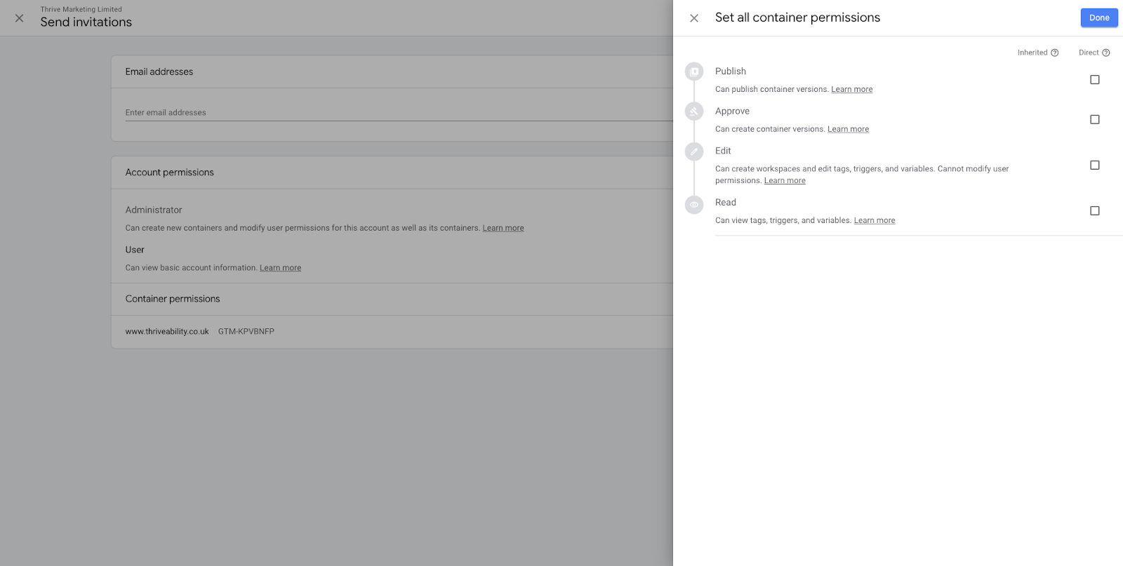 Google Tag Manager User Permissions