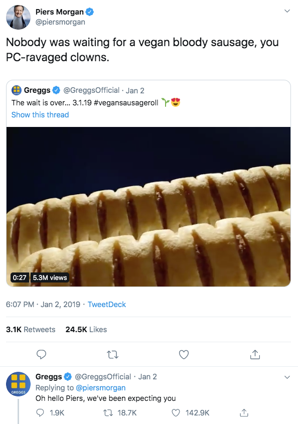 Greggs Vegan Sausage Roll - Piers Morgan