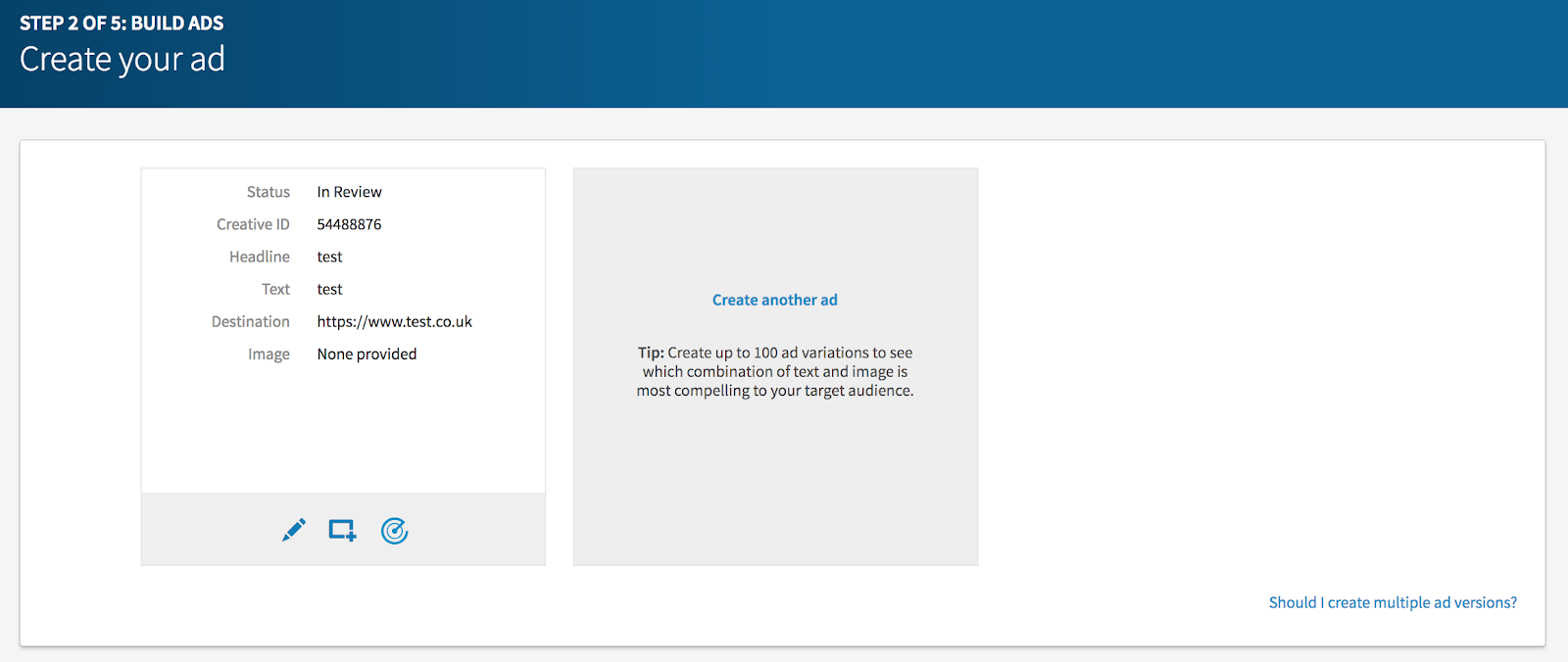 LinkedIn Ad Variations
