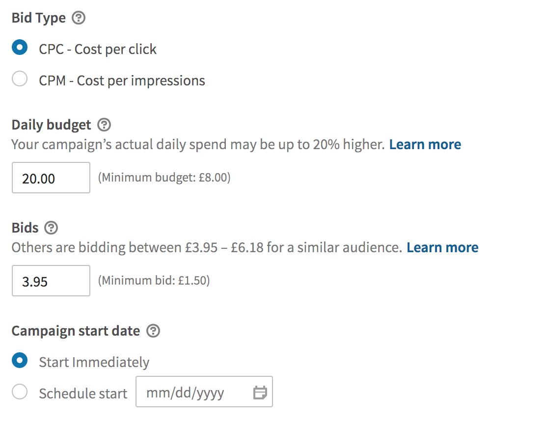 LinkedIn Bid Type