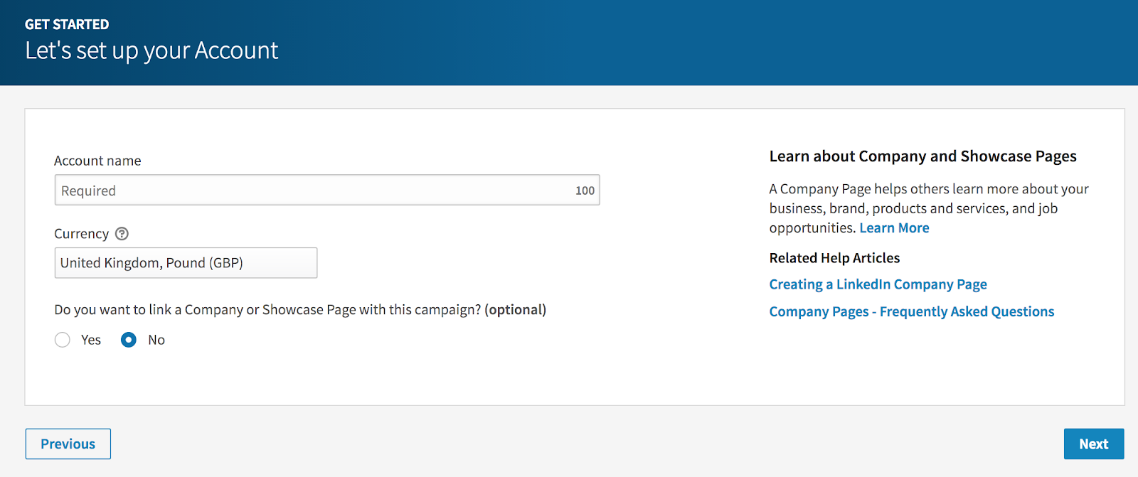 LinkedIn Setting Up Account