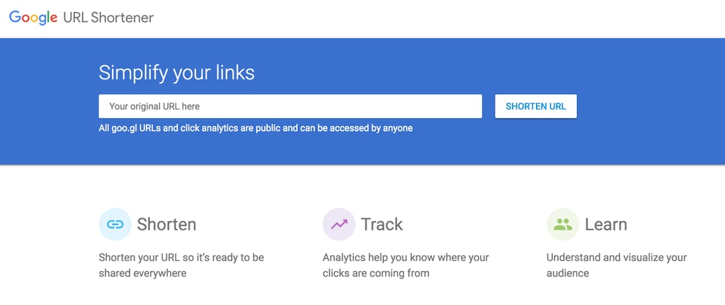 The site Goo.gl which allows you to shorten and track your unique links