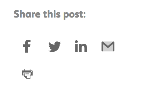Social sharing buttons for Facebook, Twitter, LinkedIn and Email