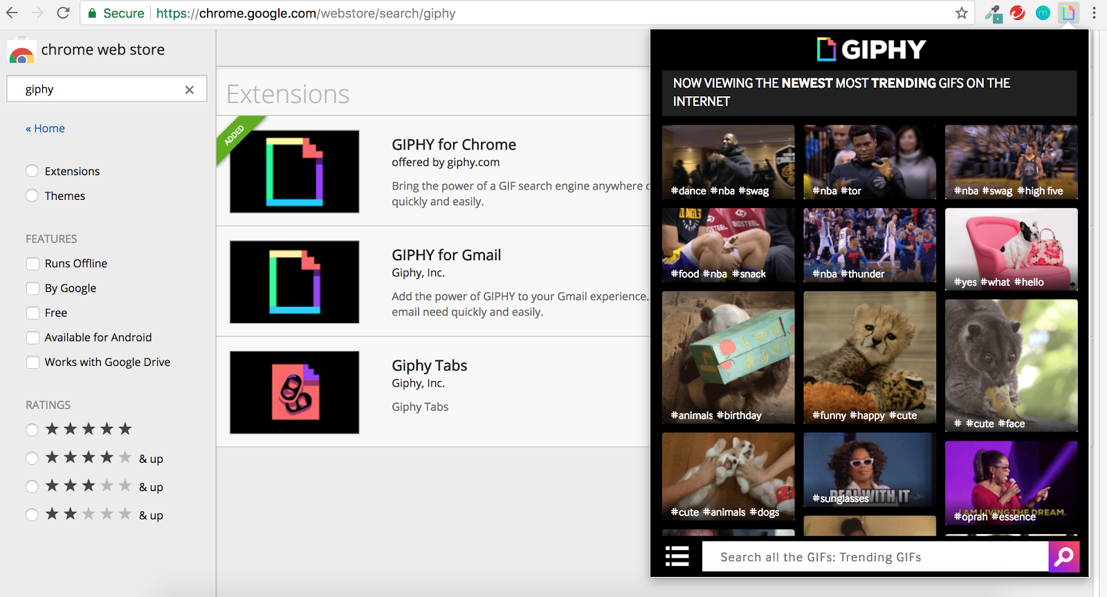 GIPHY Google Chrome Extension