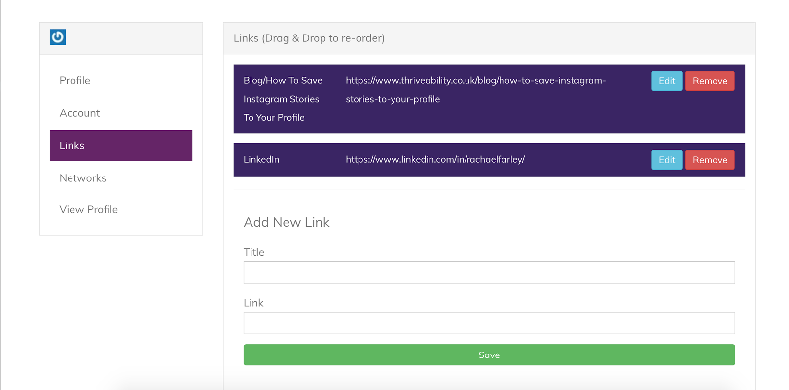Linkkle Add Link Page