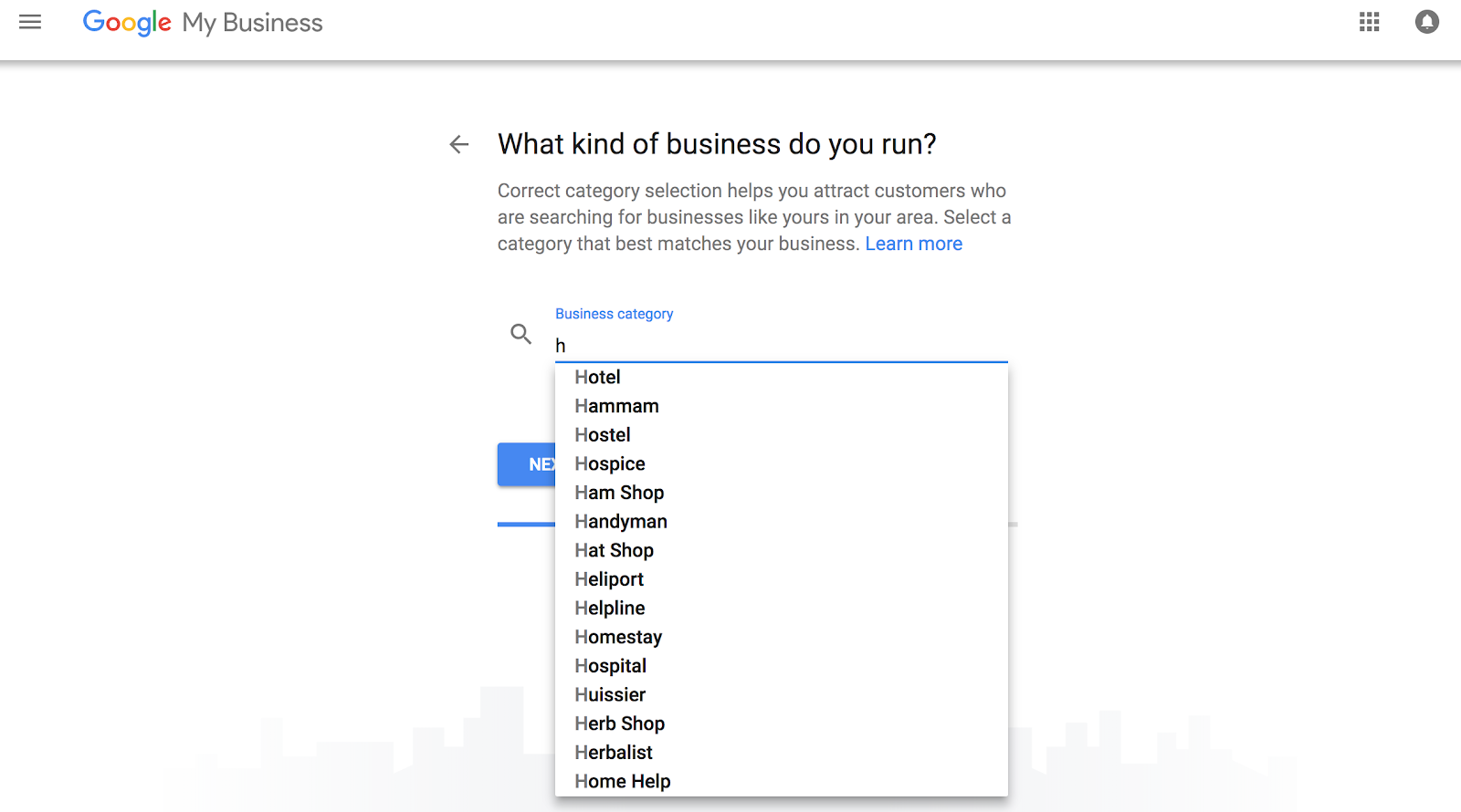 Google My Business - Business Category