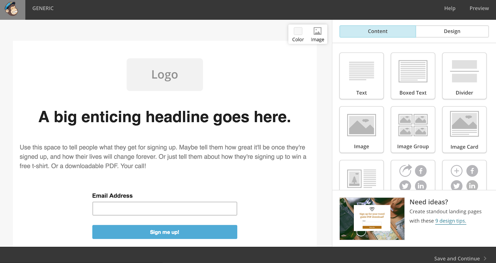 MailChimp Landing Page Design